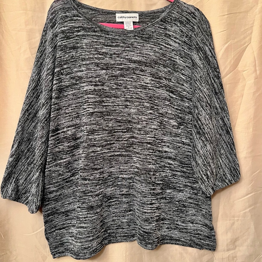 Cathy Daniels Charcoal and White Knit Sweater